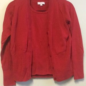 Red cardigan and sweater